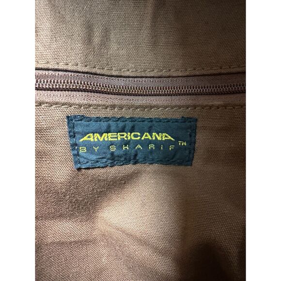 Americana by Sharif Vintage Brown Leather Woven Satchel Purse Handbag - Picture 2 of 7